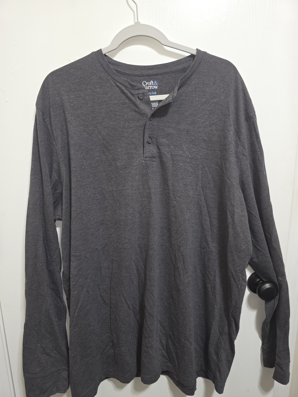 croft & barrow Men's Dark Charcoal Long-Sleeve Henley